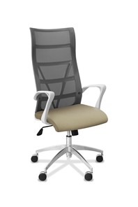 Офисное кресло Топ X белый каркас, сетка/ткань TW / серая/светло-серая в Ревде