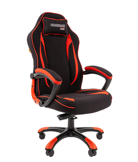 Кресло игровое CHAIRMAN GAME 28 Полиэстер комбинированная ткань красный/черный в Новоуральске - изображение 1