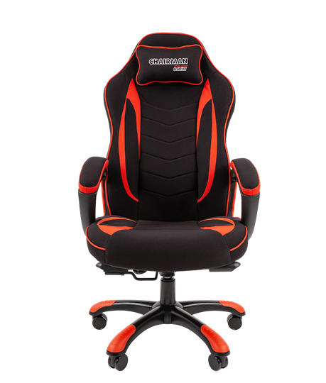 Кресло игровое CHAIRMAN GAME 28 Полиэстер комбинированная ткань красный/черный в Ревде - изображение 2
