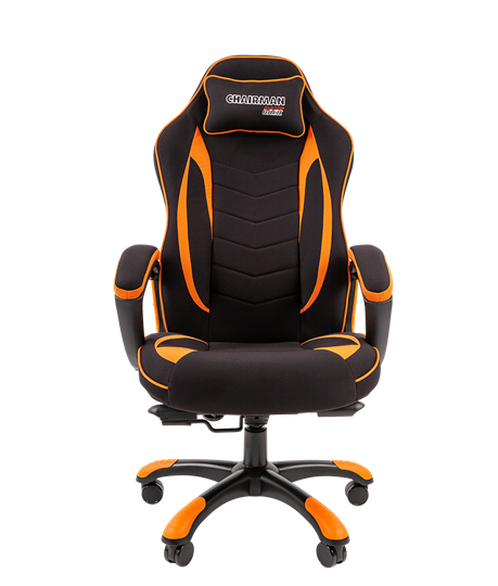 Кресло игровое CHAIRMAN GAME 28 Полиэстер комбинированная ткань оранжевый/черный в Кушве - изображение 2