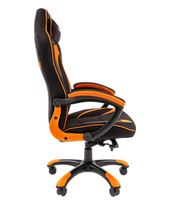 Кресло игровое CHAIRMAN GAME 28 Полиэстер комбинированная ткань оранжевый/черный в Ревде - предосмотр 3