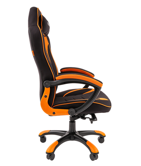 Кресло игровое CHAIRMAN GAME 28 Полиэстер комбинированная ткань оранжевый/черный в Каменске-Уральском - изображение 3
