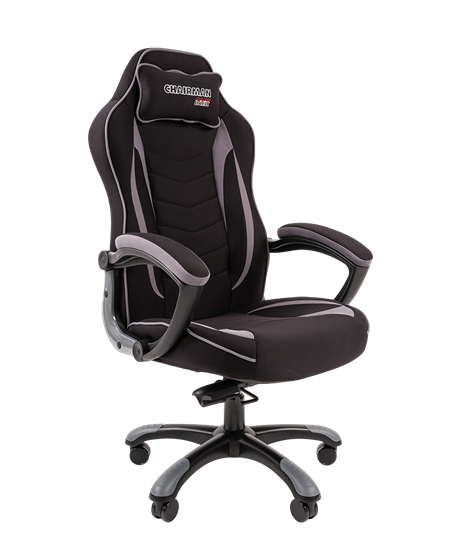 Кресло игровое CHAIRMAN GAME 28 Полиэстер комбинированная ткань серый/черный в Екатеринбурге - изображение 1