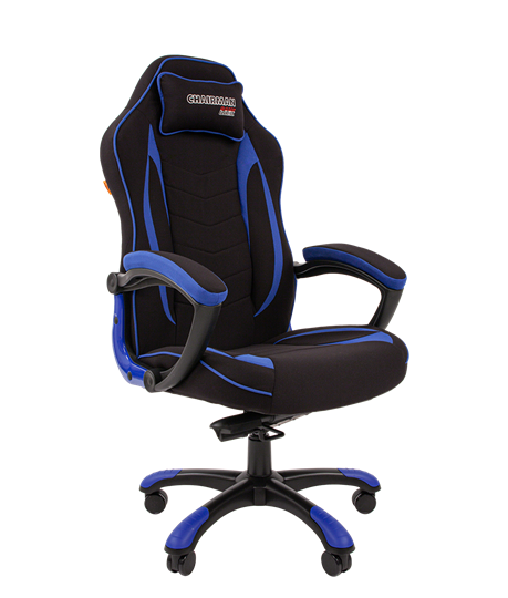 Кресло игровое CHAIRMAN GAME 28 Полиэстер комбинированная ткань синий/черный в Екатеринбурге - изображение 1
