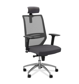 Офисное кресло Aero lux с подголовником, сетка/ткань Сахара / серая/серая в Каменске-Уральском