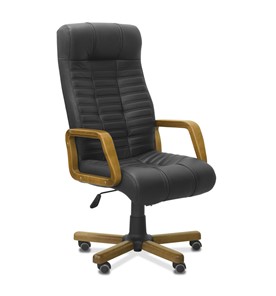 Кресло офисное Атлант W, экокожа премиум / черная CN1114/ дерево - орех в Кушве - предосмотр 9
