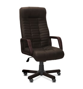 Кресло в офис Атлант W, экокожа премиум / тёмно-коричневая CN1113/ дерево - венге в Кушве