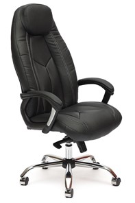Офисное кресло BOSS Lux, кож/зам, черный/черный перфорированный, арт.9160 в Ревде