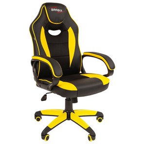 Офисное кресло BRABIX "Blaze GM-162", TW/экокожа, черное/желтое, 532579, 7083507 в Асбесте