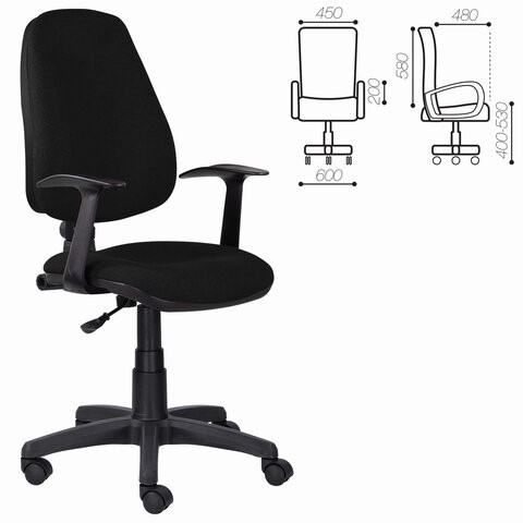 Кресло в офис Brabix Comfort MG-321, регулируемая эргономичная спинка, ткань, черное в Кушве - изображение 5