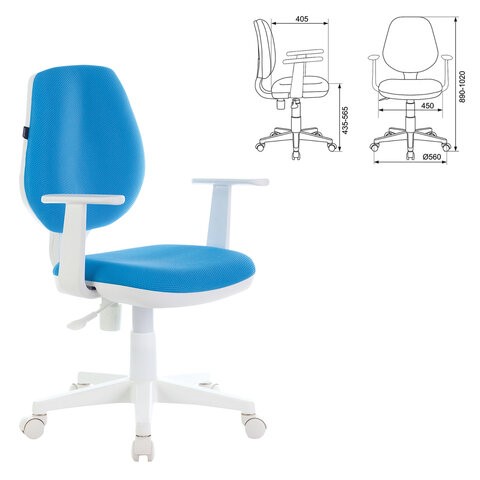 Компьютерное кресло Brabix Fancy MG-201W (с подлокотниками, пластик белый, голубое) 532411 в Краснотурьинске - изображение 4