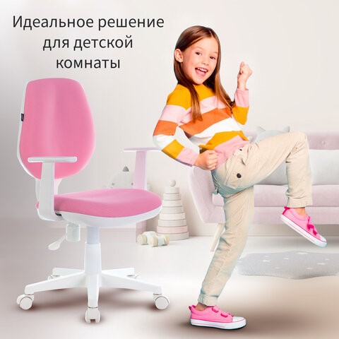Компьютерное кресло Brabix Fancy MG-201W (с подлокотниками, пластик белый, розовое) 532409 в Новоуральске - изображение 5