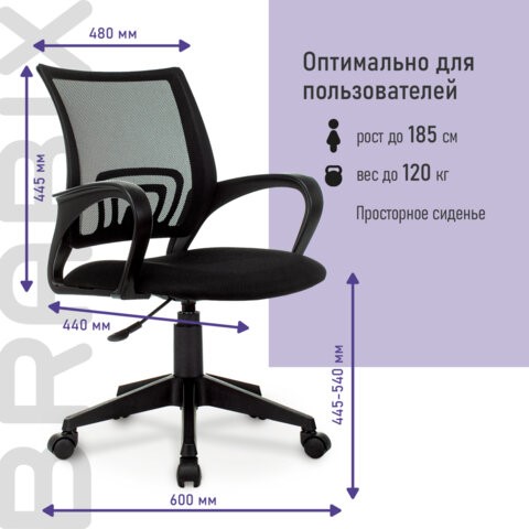 Компьютерное кресло Brabix Fly MG-396 (с подлокотниками, сетка, черное) 532083 в Артемовском - изображение 11