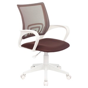 Офисное кресло BRABIX "Fly MG-396W", с подлокотниками, пластик белый, сетка, коричневое, 532398, MG-396W_532398 в Тавде