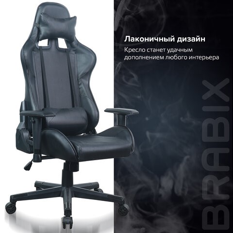 Кресло Brabix GT Carbon GM-115 (две подушки, экокожа, черное) 531932 в Красноуфимске - изображение 17