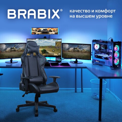 Кресло Brabix GT Carbon GM-115 (две подушки, экокожа, черное) 531932 в Кушве - изображение 14
