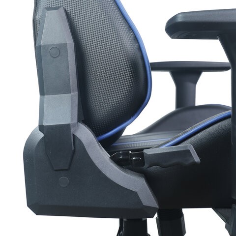 Кресло компьютерное BRABIX "GT Carbon GM-120", две подушки, экокожа, черное/синее, 531930 в Краснотурьинске - изображение 14