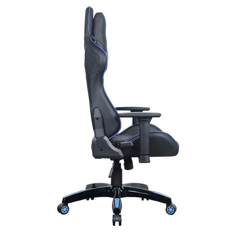 Кресло компьютерное BRABIX "GT Carbon GM-120", две подушки, экокожа, черное/синее, 531930 в Ревде - изображение 4