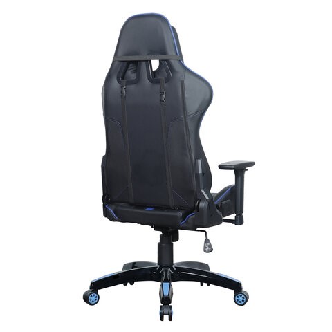 Кресло компьютерное BRABIX "GT Carbon GM-120", две подушки, экокожа, черное/синее, 531930 в Ревде - изображение 5