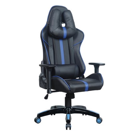 Кресло компьютерное BRABIX "GT Carbon GM-120", две подушки, экокожа, черное/синее, 531930 в Краснотурьинске - изображение