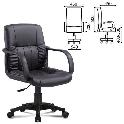 Офисное кресло BRABIX "Hit MG-300", с подлокотниками, экокожа, черное, 530864 в Краснотурьинске - изображение 1