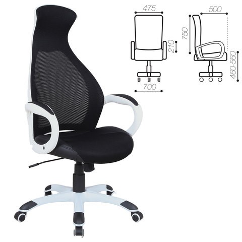 Кресло компьютерное Brabix Premium Genesis EX-517 (пластик белый, ткань/экокожа/сетка черная) 531573 в Ревде - изображение 1