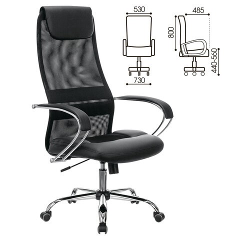 Кресло офисное Brabix Premium Stalker EX-608 CH (хром, ткань-сетка/кожзам, черное) 532091 в Екатеринбурге - изображение 10