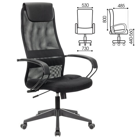 Кресло компьютерное Brabix Premium Stalker EX-608 PL (ткань-сетка/кожзам, черное) 532090 в Ревде - изображение 11
