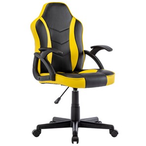Кресло офисное BRABIX "Shark GM-203", экокожа, черное/желтое, 532514 в Асбесте