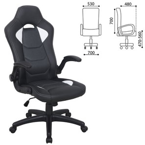 Офисное кресло BRABIX "Skill GM-005", откидные подлокотники, экокожа, черное/белое, 532493 в Екатеринбурге - предосмотр 7