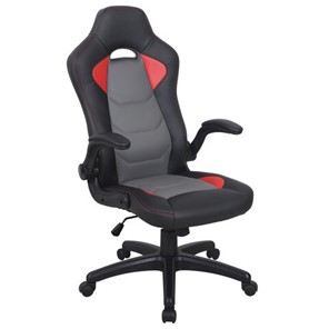 Офисное кресло BRABIX "Skill GM-005", откидные подлокотники, экокожа, черное/красное, 532496 в Асбесте
