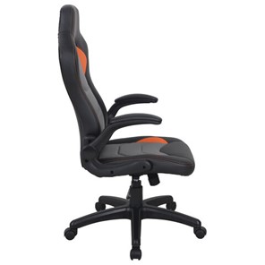 Кресло компьютерное BRABIX "Skill GM-005", откидные подлокотники, экокожа, черное/оранжевое, 532495 в Первоуральске - предосмотр 1