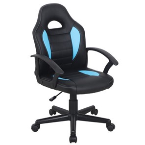 Кресло компьютерное BRABIX "Spark GM-201", экокожа, черное/голубое, 532505 в Артемовском