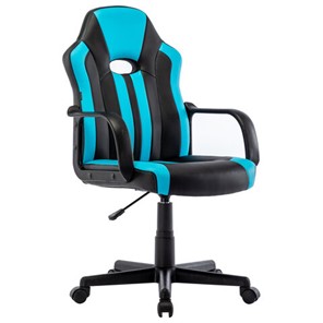 Офисное кресло BRABIX "Stripe GM-202", экокожа, черное/голубое, 532509 в Каменске-Уральском