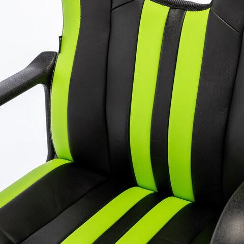 Офисное кресло BRABIX "Stripe GM-202", экокожа, черное/зеленое, 532511 в Кушве - изображение 10