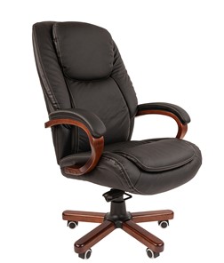 Кресло компьютерное CHAIRMAN 408 кожа черная в Кушве