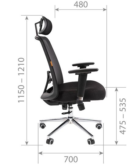 Кресло офисное CHAIRMAN 535 LUX сетчатый акрил черный / полиэстер черный в Екатеринбурге - изображение 5