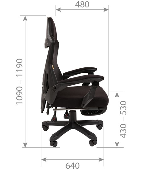Офисное кресло CHAIRMAN 571 с подставкой для ног , Сетчатый акрил черный / Полиэстер черный в Ревде - изображение 7