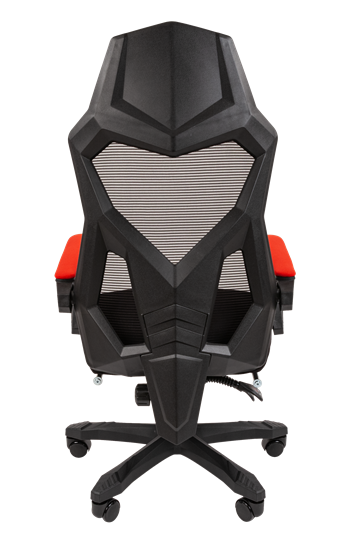 Кресло компьютерное CHAIRMAN 571 с подставкой для ног , сетчатый акрил / полиэстер черный/красный в Первоуральске - изображение 4