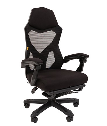 Офисное кресло CHAIRMAN 571 с подставкой для ног , Сетчатый акрил черный / Полиэстер черный в Ревде - изображение