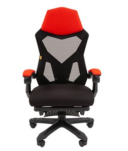 Кресло компьютерное CHAIRMAN 571 с подставкой для ног , сетчатый акрил / полиэстер черный/красный в Ревде - предосмотр 1
