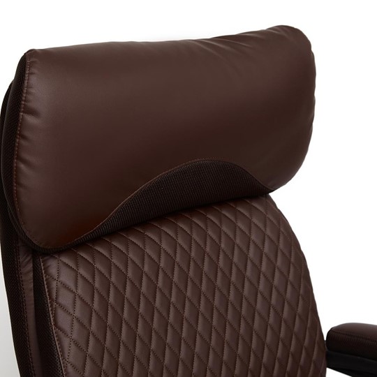 Кресло офисное CHIEF кож/зам/ткань, коричневый/коричневый стеганный, 36-36/36-36 стеганный/24 арт.13111 в Ревде - изображение 4