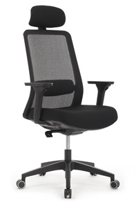 Кресло компьютерное Design WORK W-218C, Чёрный пластик/Чёрная сетка в Ревде