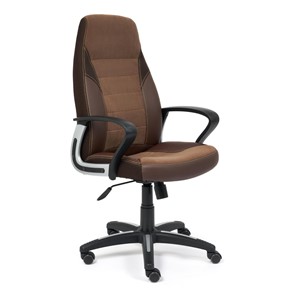 Кресло компьютерное INTER кож/зам/флок/ткань, коричневый, 36-36/6/TW-24 арт.15028 в Первоуральске