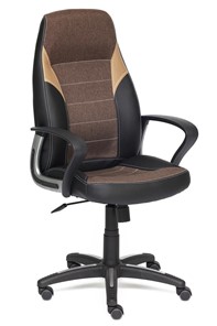 Кресло офисное INTER кож/зам/ткань, черный/коричневый/бронзовый, 36-6/3М7-147/21 арт.12016 в Екатеринбурге