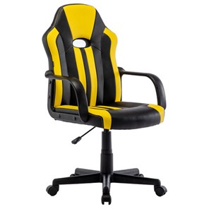 Кресло компьютерное RABIX "Stripe GM-202", экокожа, черное/желтое, 532510 в Новоуральске