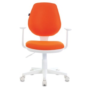 Кресло компьютерное Brabix Fancy MG-201W (с подлокотниками, пластик белый, оранжевое) в Екатеринбурге - предосмотр