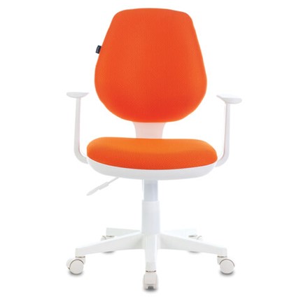 Кресло компьютерное Brabix Fancy MG-201W (с подлокотниками, пластик белый, оранжевое) 532410 в Краснотурьинске - изображение