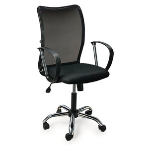 Кресло офисное Brabix Spring MG-308 (с подлокотниками, хром, ткань черная TW) в Ревде