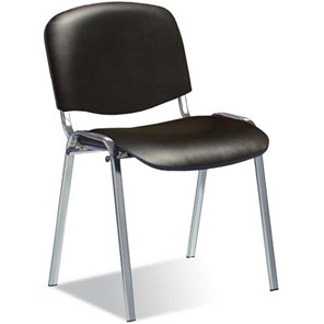 Офисный стул ДамОфис ISO ноги хром +черный кожзам в Кушве